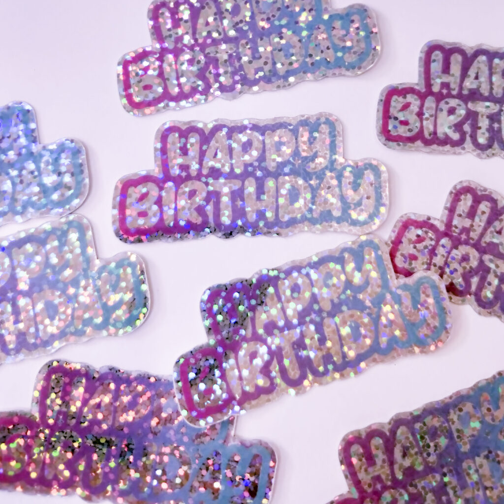 Birthday glitter kawaii stickers
