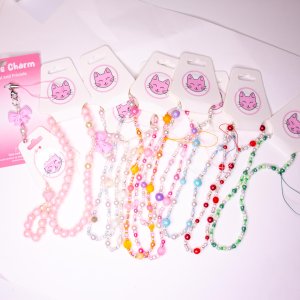 Phone Charms in pink, white, blue, purple