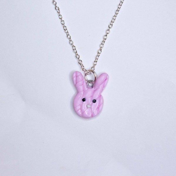 Necklace with cute pink bunny