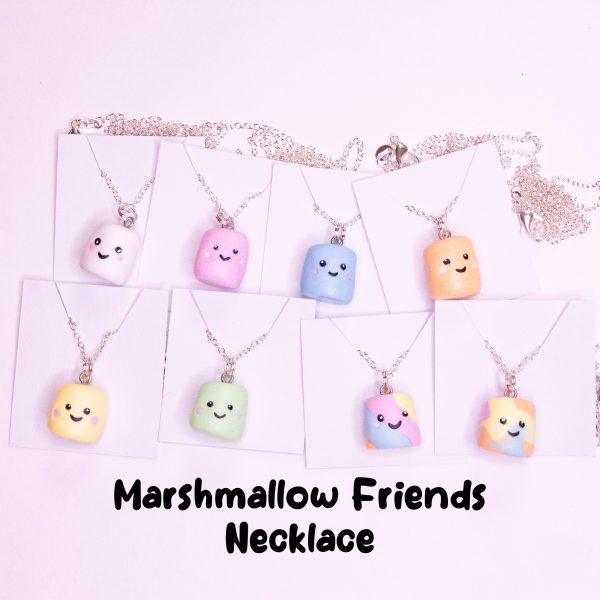Cute necklace with marshmallows made from polymer clay.